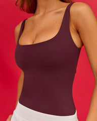 Twist Square Neck Shelf Bra Tank - Cherry Lacquer