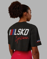 Redline FLX Cotton Cropped Tee - Pirate Black-White