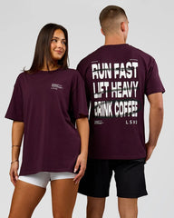 Coffee Run FLXCotton Oversized Tee - Cherry Lacquer-Black