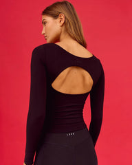 Show It Off Long Sleeve Top - Black