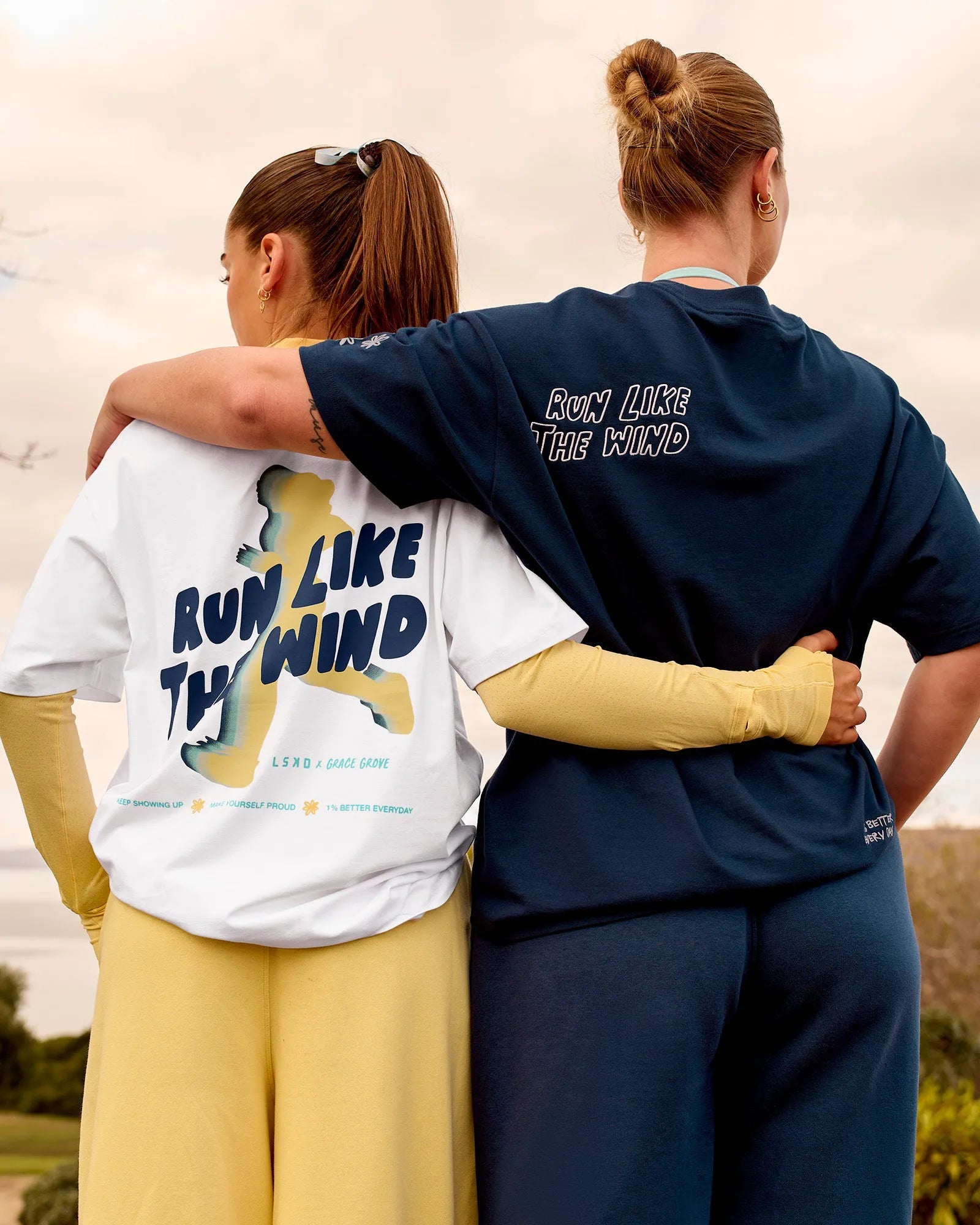 Run Like The Wind FLX Cotton Oversized Tee - White-Future Navy