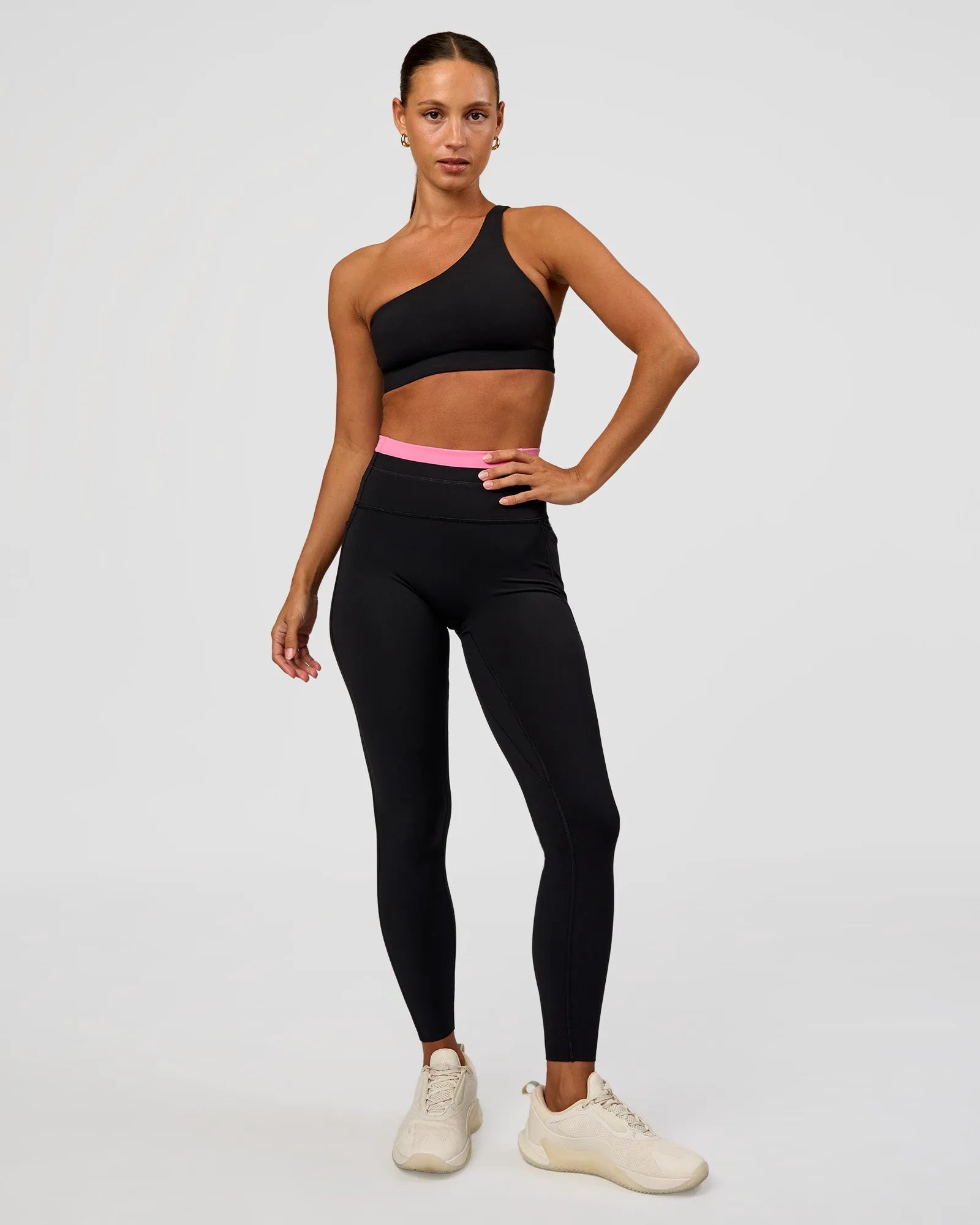 Liberate High-Rise Full Length Legging with Pockets - Black Candy Pink