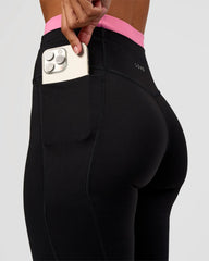 Liberate High-Rise Full Length Legging with Pockets - Black Candy Pink