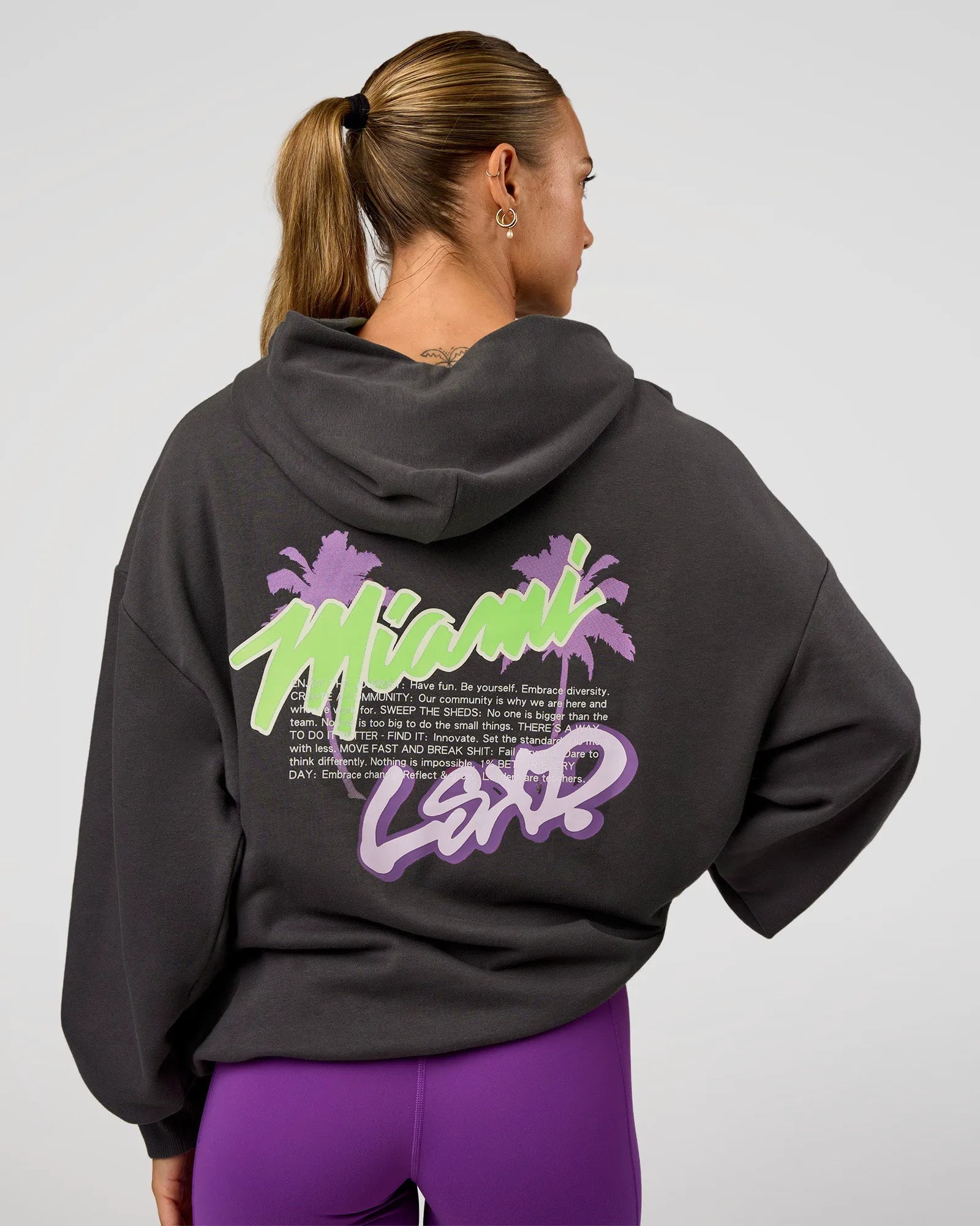 Miami Vibe Oversized Hoodie - Dark Storm/Marshmallow