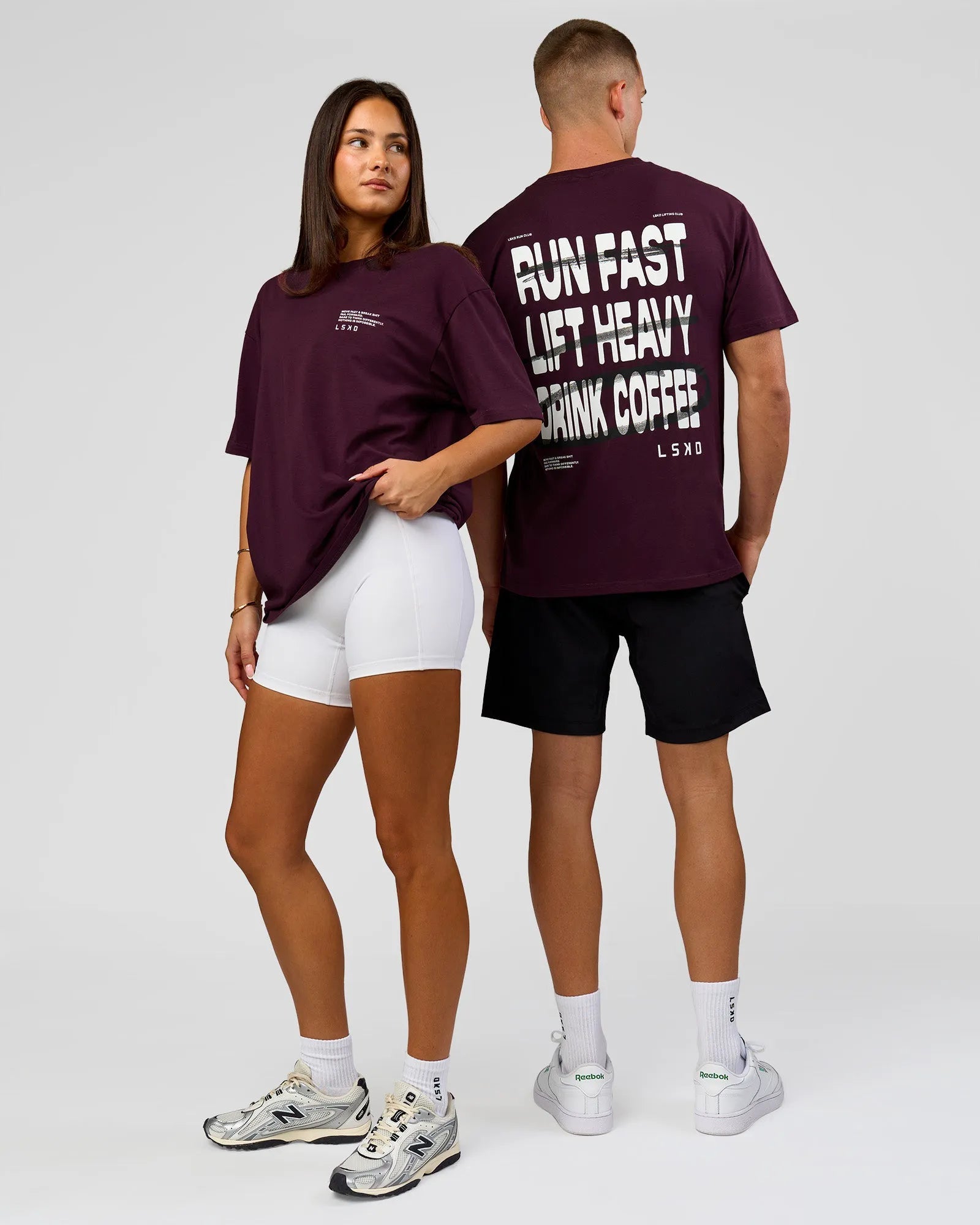 Coffee Run FLXCotton Oversized Tee - Cherry Lacquer-Black